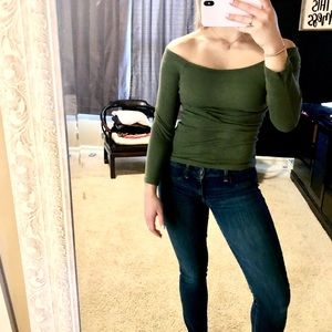 long sleeve army green top